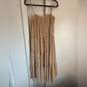 Vici Beige and Yellow Floral Maxi Dress
